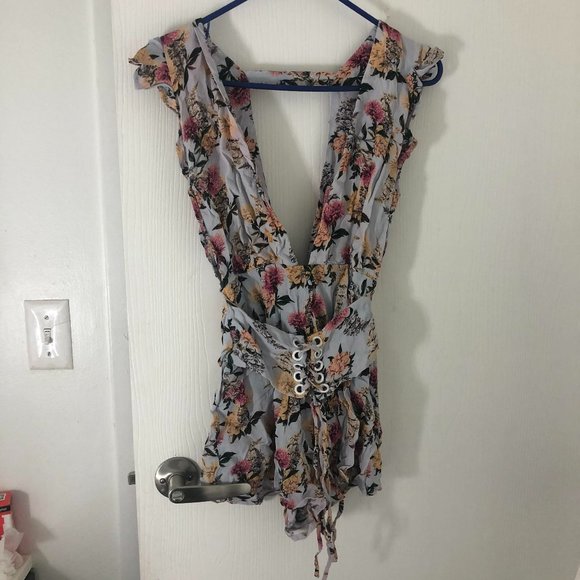 Beach Riot Pants - Beachriot x Revolve Floral Nixie Romper Sz M